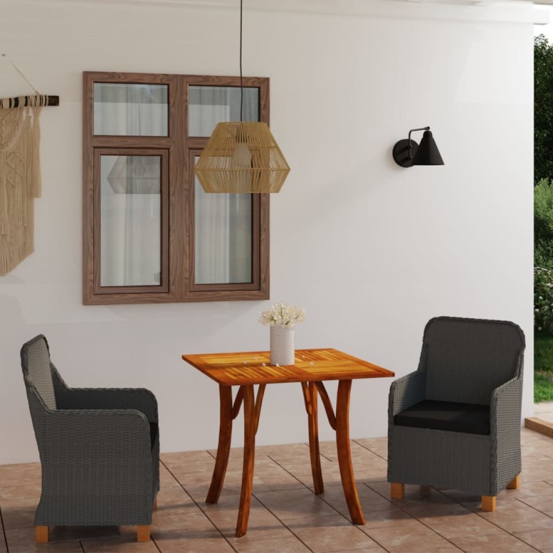 vidaXL Juego de comedor para jardín 3 piezas gris oscuro vidaXL Juego de comedor para jardín 3 piezas gris oscuro