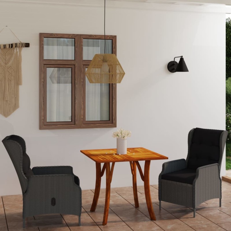 vidaXL Juego de comedor para jardín 3 piezas gris oscuro vidaXL Juego de comedor para jardín 3 piezas gris oscuro