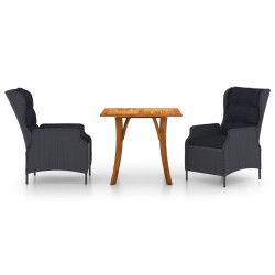 vidaXL Juego de comedor para jardín 3 piezas gris oscuro