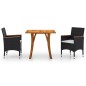 vidaXL Juego de comedor para jardín 3 piezas negro