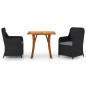 vidaXL Juego de comedor para jardín 3 piezas negro vidaXL Juego de comedor para jardín 3 piezas negro