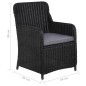 vidaXL Juego de comedor para jardín 3 piezas negro vidaXL Juego de comedor para jardín 3 piezas negro