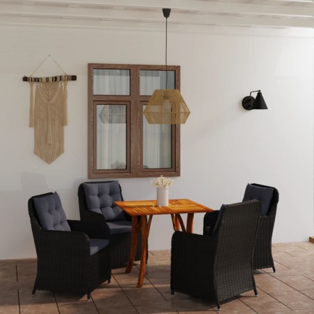 vidaXL Juego de comedor para jardín 5 piezas negro