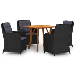 vidaXL Juego de comedor para jardín 5 piezas negro