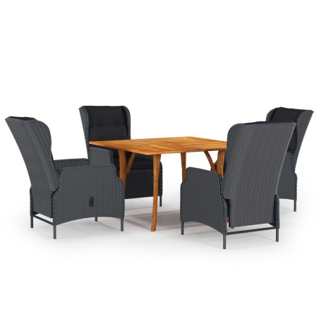 vidaXL Juego de comedor dejardín 5 piezas gris oscuro