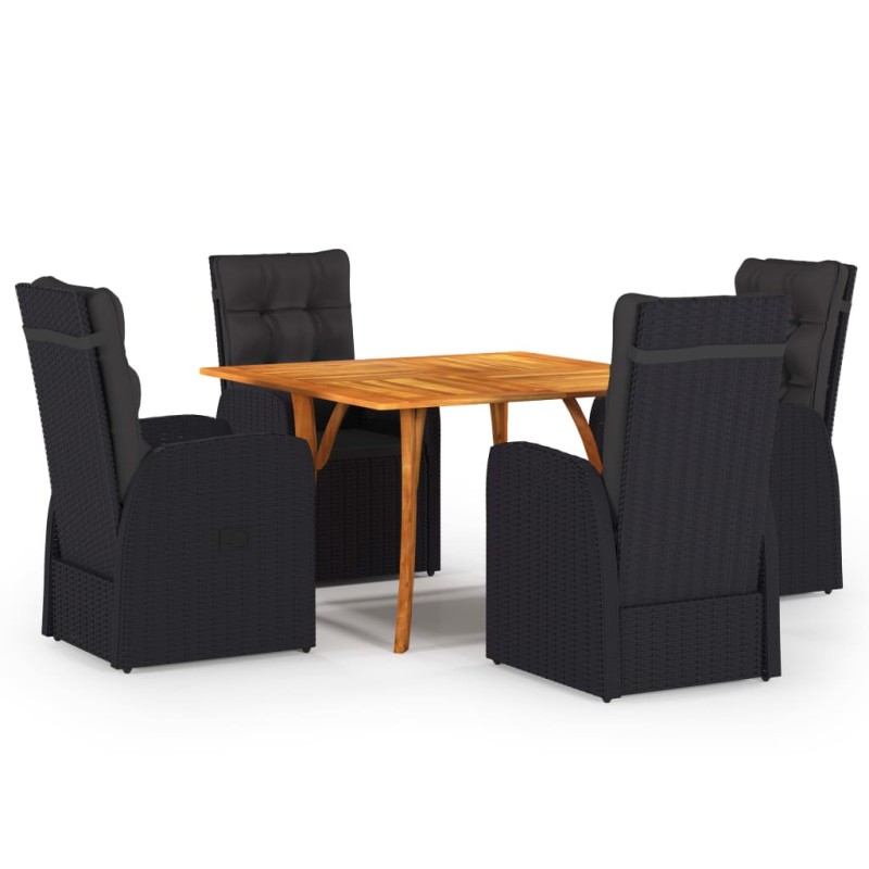 vidaXL Juego de comedor para jardín 5 piezas negro