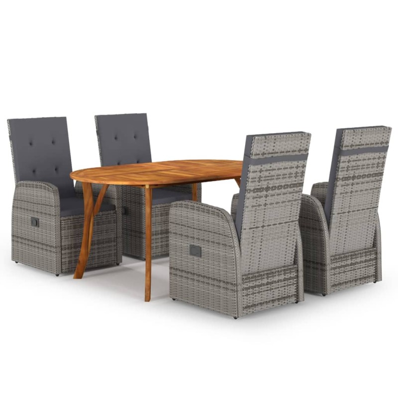 vidaXL Juego de comedor para jardín 5 piezas gris vidaXL Juego de comedor para jardín 5 piezas gris