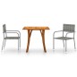 vidaXL Juego de comedor de jardín de 3 piezas gris
