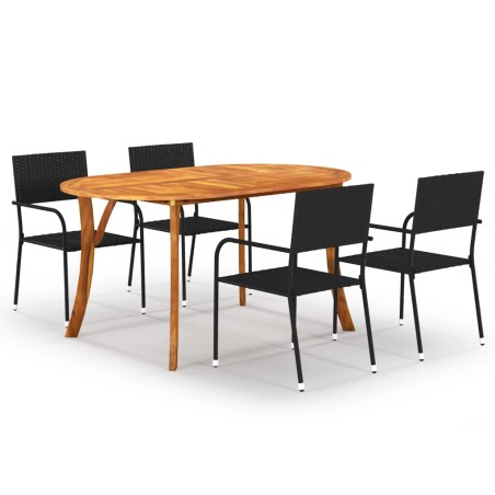 vidaXL Juego de comedor de jardín 5 piezas negro