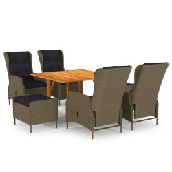 vidaXL Juego de comedor de jardín 7 piezas marrón