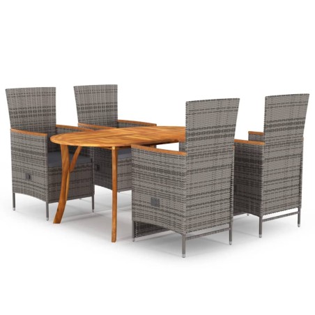 vidaXL Juego de comedor de jardín 5 piezas gris