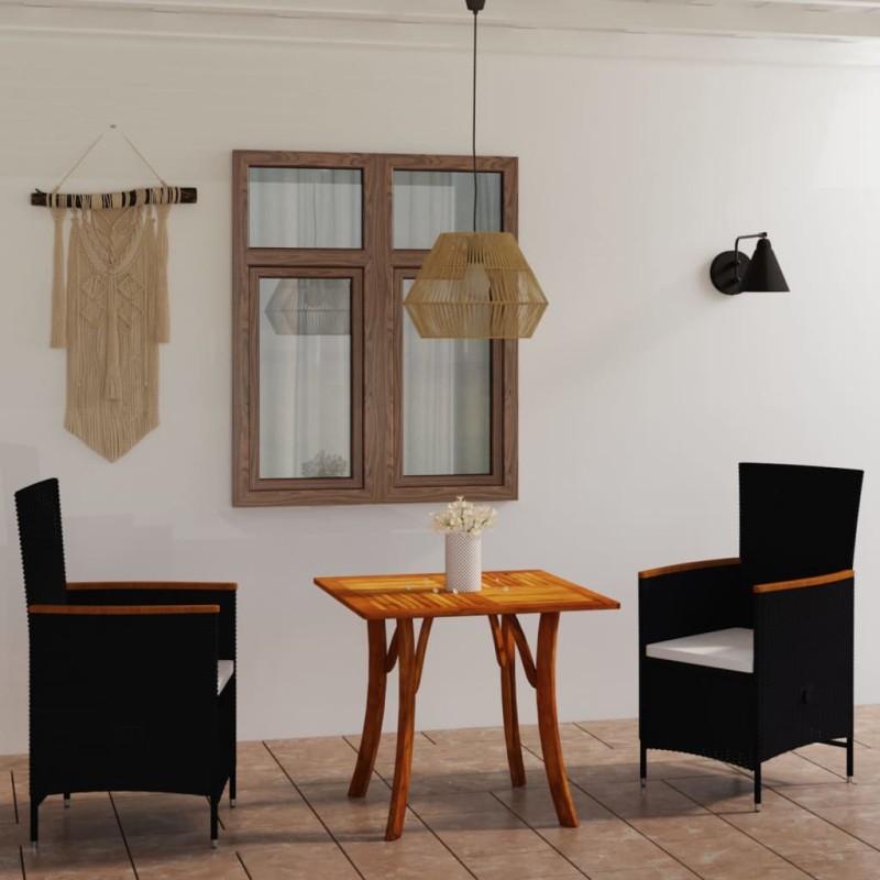 vidaXL Juego de comedor para jardín 3 piezas negro vidaXL Juego de comedor para jardín 3 piezas negro