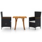 vidaXL Juego de comedor para jardín 3 piezas negro vidaXL Juego de comedor para jardín 3 piezas negro