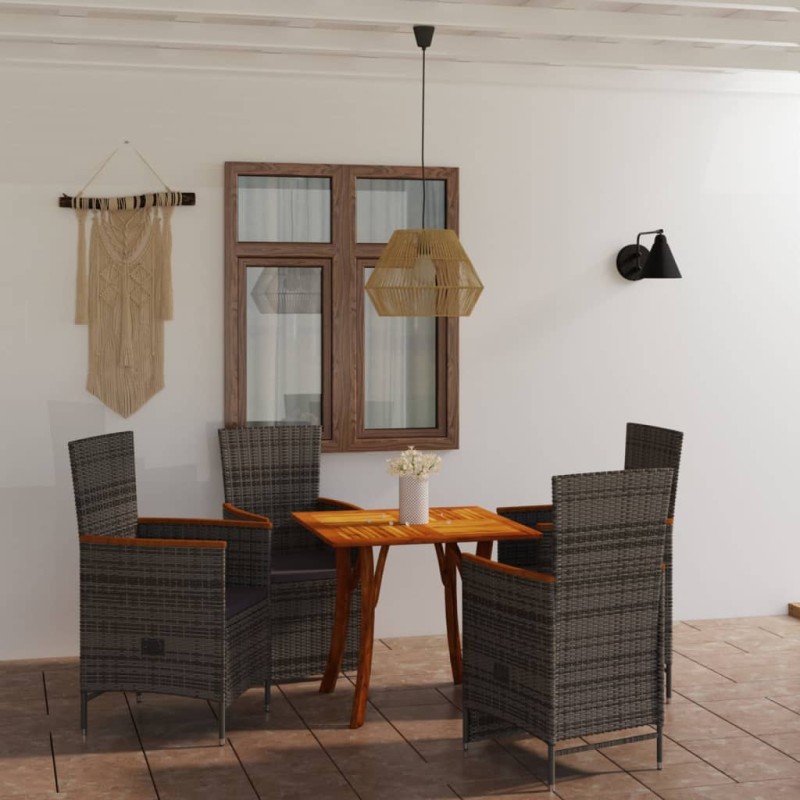 vidaXL Juego de comedor para jardín de 5 piezas gris vidaXL Juego de comedor para jardín de 5 piezas gris