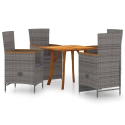 vidaXL Juego de comedor para jardín de 5 piezas gris