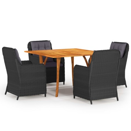 vidaXL Juego de comedor para jardín 5 piezas negro