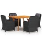 vidaXL Juego de comedor para jardín 5 piezas negro