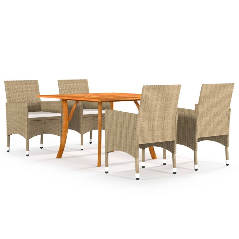 vidaXL Juego de comedor para jardín de 5 piezas beige vidaXL Juego de comedor para jardín de 5 piezas beige