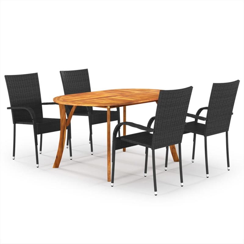 vidaXL Juego de comedor para jardín 5 piezas negro