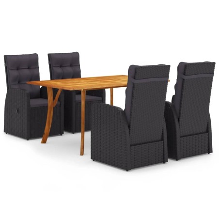 vidaXL Juego de comedor para jardín 5 piezas negro