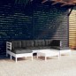 vidaXL Muebles de jardín 7 pzas con cojines blanco madera de pino vidaXL Muebles de jardín 7 pzas con cojines blanco madera de pino