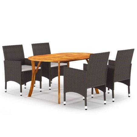 vidaXL Juego de comedor para jardín de 5 piezas marrón