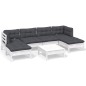 vidaXL Muebles de jardín 7 pzas con cojines blanco madera de pino vidaXL Muebles de jardín 7 pzas con cojines blanco madera de pino