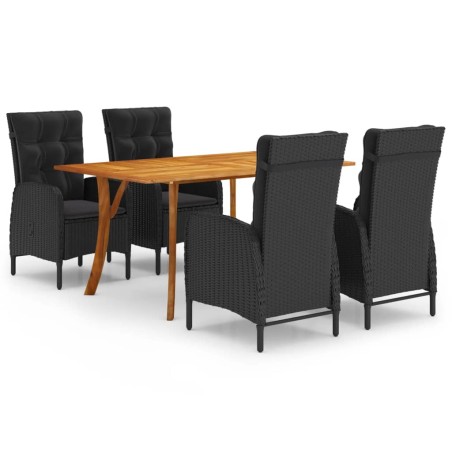 vidaXL Juego de comedor de jardín de 5 piezas negro