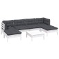 vidaXL Muebles de jardín 7 pzas con cojines blanco madera de pino vidaXL Muebles de jardín 7 pzas con cojines blanco madera de pino