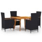 vidaXL Juego de comedor para jardín 5 piezas negro