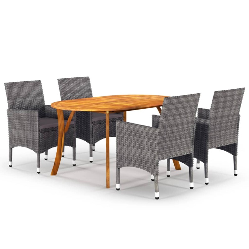 vidaXL Juego de comedor para jardín de 5 piezas gris vidaXL Juego de comedor para jardín de 5 piezas gris