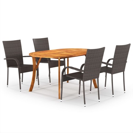 vidaXL Juego de comedor para jardín 5 piezas marrón