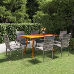 vidaXL Juego de comedor para jardín de 7 piezas gris