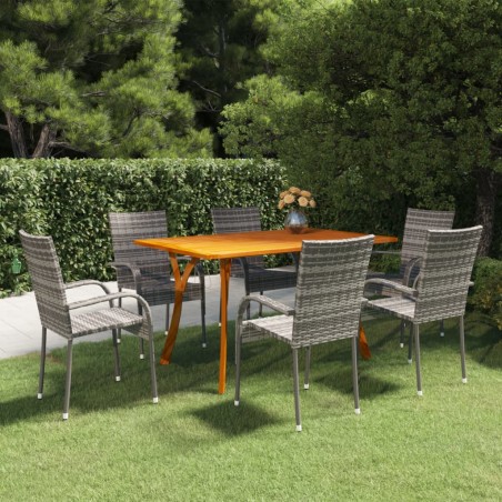 vidaXL Juego de comedor para jardín de 7 piezas gris