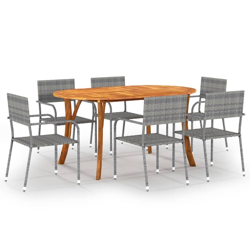 vidaXL Juego de comedor de jardín 7 piezas gris antracita vidaXL Juego de comedor de jardín 7 piezas gris antracita