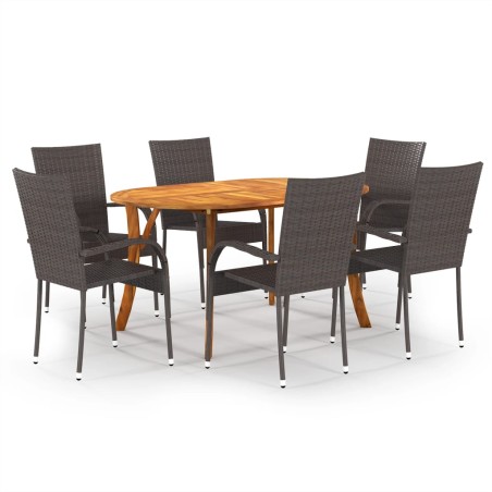 vidaXL Juego de comedor de jardín de 7 piezas marrón 