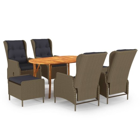 vidaXL Juego de comedor de jardín 7 piezas marrón