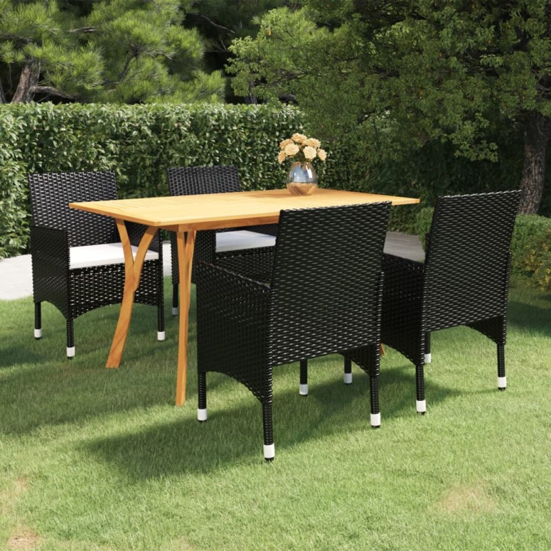 vidaXL Juego de comedor para jardín de 5 piezas negro