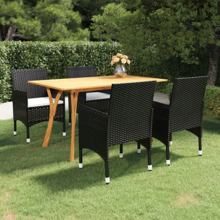 vidaXL Juego de comedor para jardín de 5 piezas negro