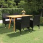 vidaXL Juego de comedor para jardín de 5 piezas negro