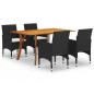 vidaXL Juego de comedor para jardín de 5 piezas negro