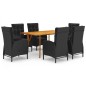 vidaXL Juego de comedor de jardín 7 piezas negro vidaXL Juego de comedor de jardín 7 piezas negro