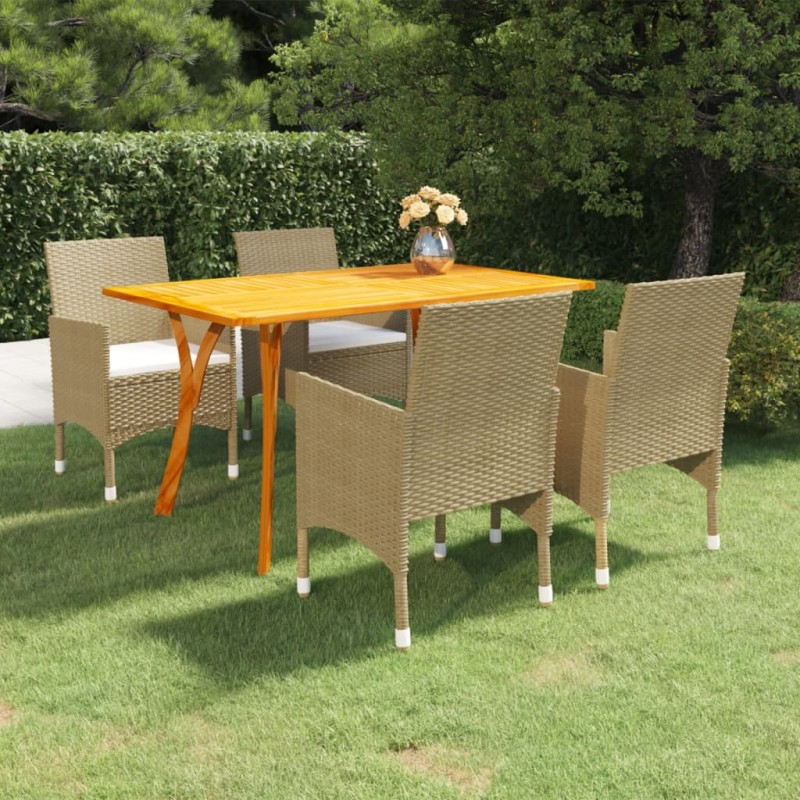 vidaXL Juego de comedor de jardín de 5 piezas beige vidaXL Juego de comedor de jardín de 5 piezas beige