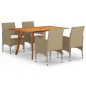 vidaXL Juego de comedor de jardín de 5 piezas beige vidaXL Juego de comedor de jardín de 5 piezas beige