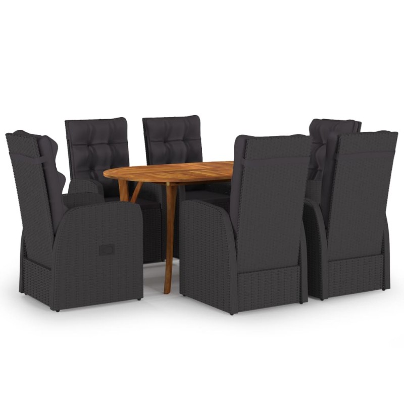 vidaXL Juego de comedor para jardín de 7 piezas negro vidaXL Juego de comedor para jardín de 7 piezas negro
