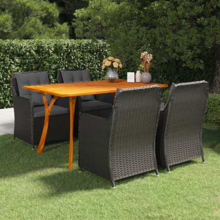 vidaXL Juego de comedor para jardín 5 piezas negro