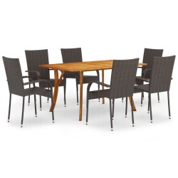 vidaXL Juego de comedor de jardín de 7 piezas marrón 