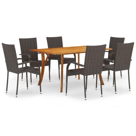 vidaXL Juego de comedor de jardín de 7 piezas marrón 