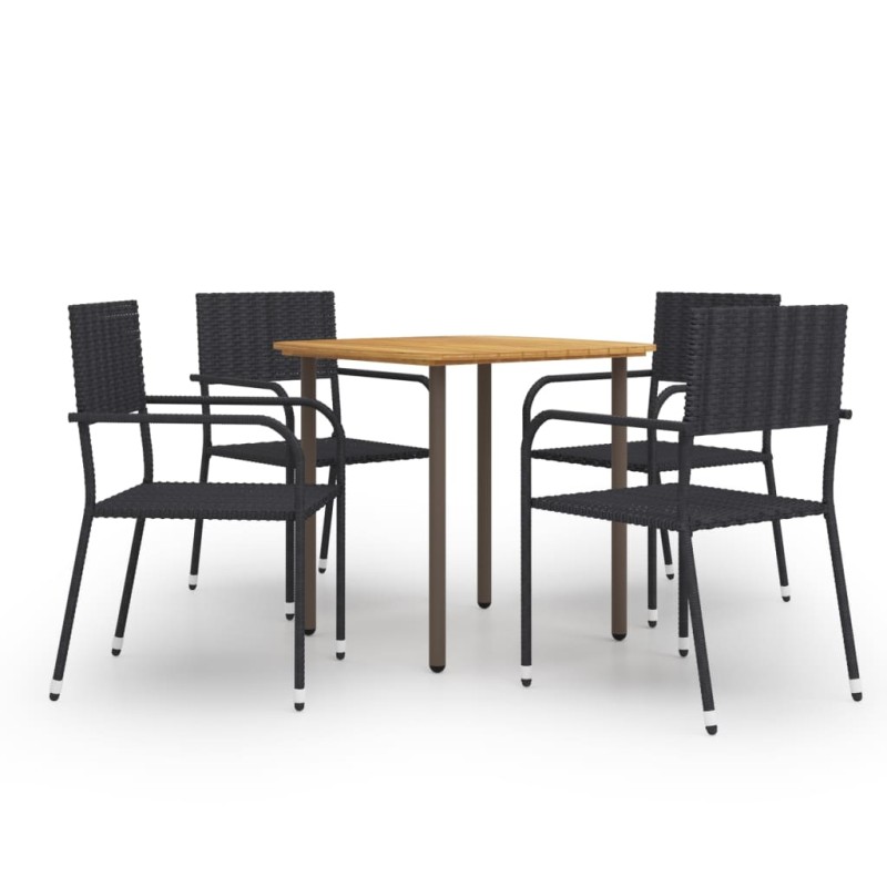 vidaXL Set de muebles de comedor de jardín 5 piezas de ratán negro vidaXL Set de muebles de comedor de jardín 5 piezas de ratán negro