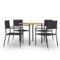 vidaXL Set de muebles de comedor de jardín 5 piezas de ratán negro vidaXL Set de muebles de comedor de jardín 5 piezas de ratán negro